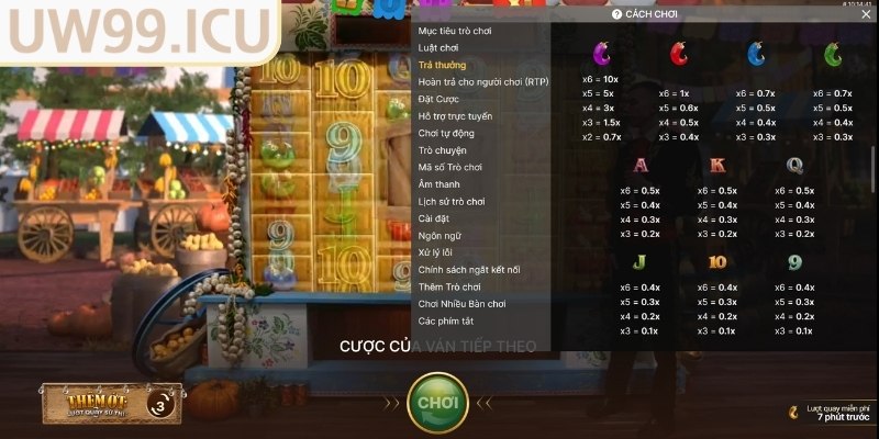 Bảng trả thưởng trong Extra Chilli