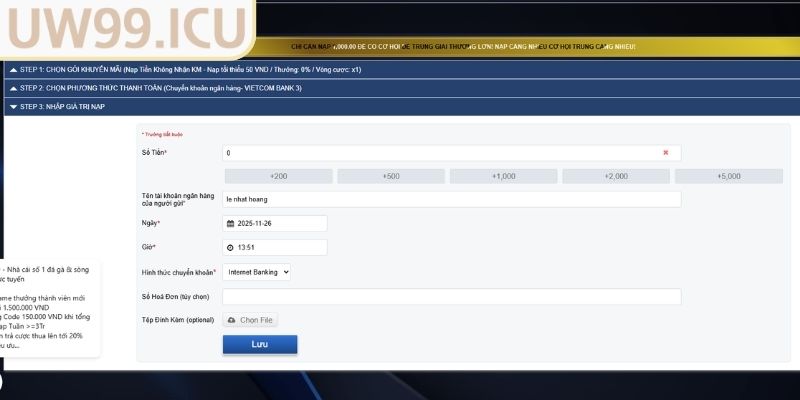 Lưu ý quan trọng khi thực hiện các bước gửi vốn cược