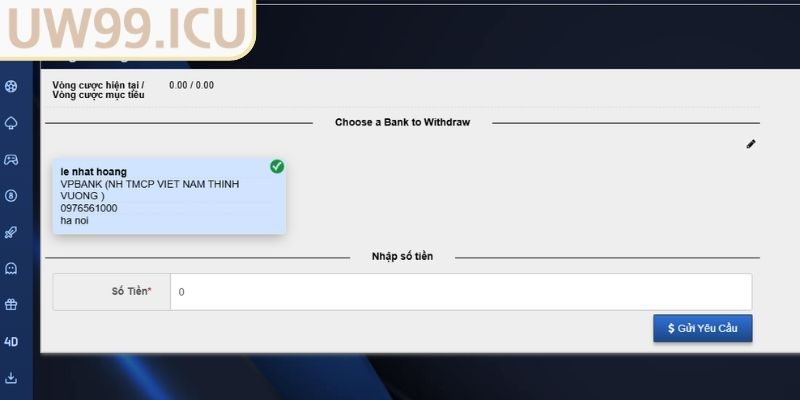 Những điều kiện then chốt để rút tiền UW99  
